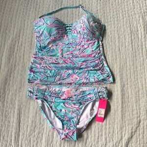 NWT Lilly Pulitzer Aqua and Pink Bikini Set